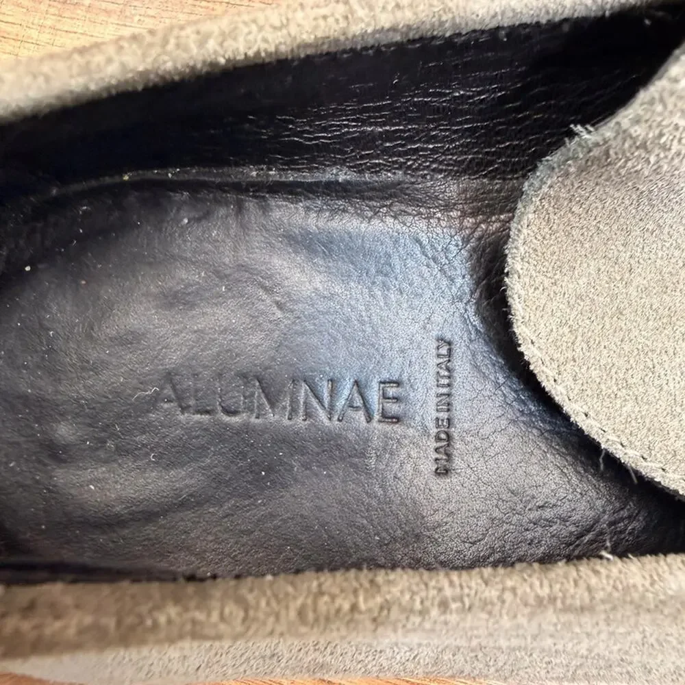 Alumnae Women's 7.5 Eu37.5 Loafers Shoes Suede Olive Green Made In Italy
